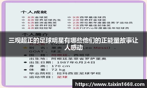三观超正的足球明星有哪些他们的正能量故事让人感动